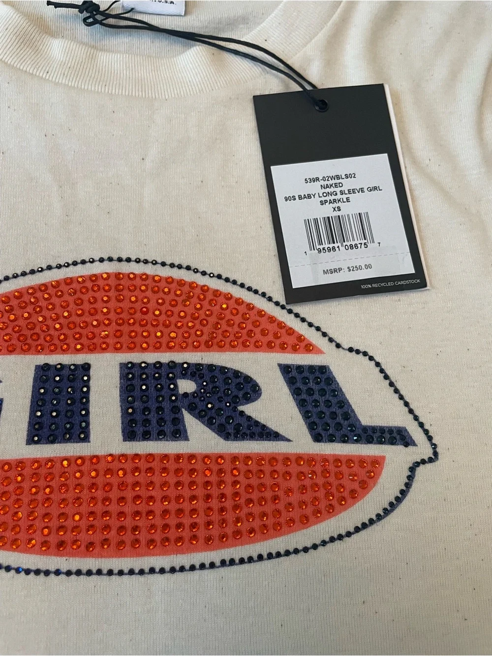Re/Done Cream Graphic Long-Sleeve Knit Top with 'GIRL' Detail - Picture 5 of 6